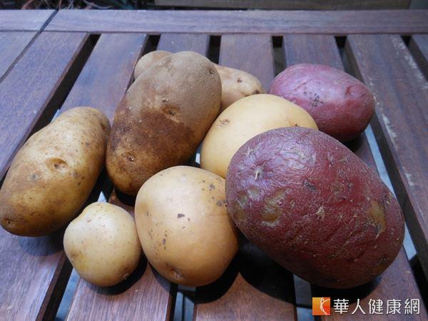 馬鈴薯的營養價值多集中在於表皮部位，且不同顏色馬鈴薯的植化素不同，保健效果也有不同。（攝影／駱慧雯）