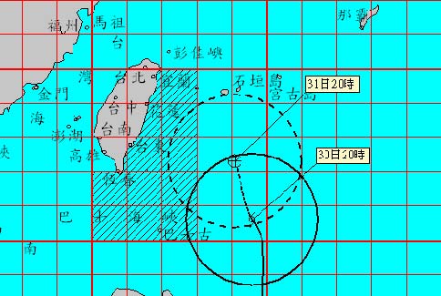 中央气象局於30日晚间8点30分,对轻度台风苏拉发布海上台风警报.